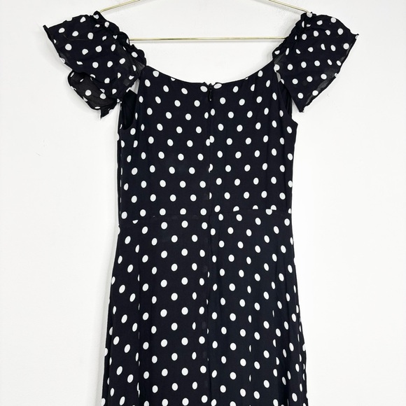Reformation Black Polka Dot Off-Shoulder Midi Dress - Picture 8 of 14